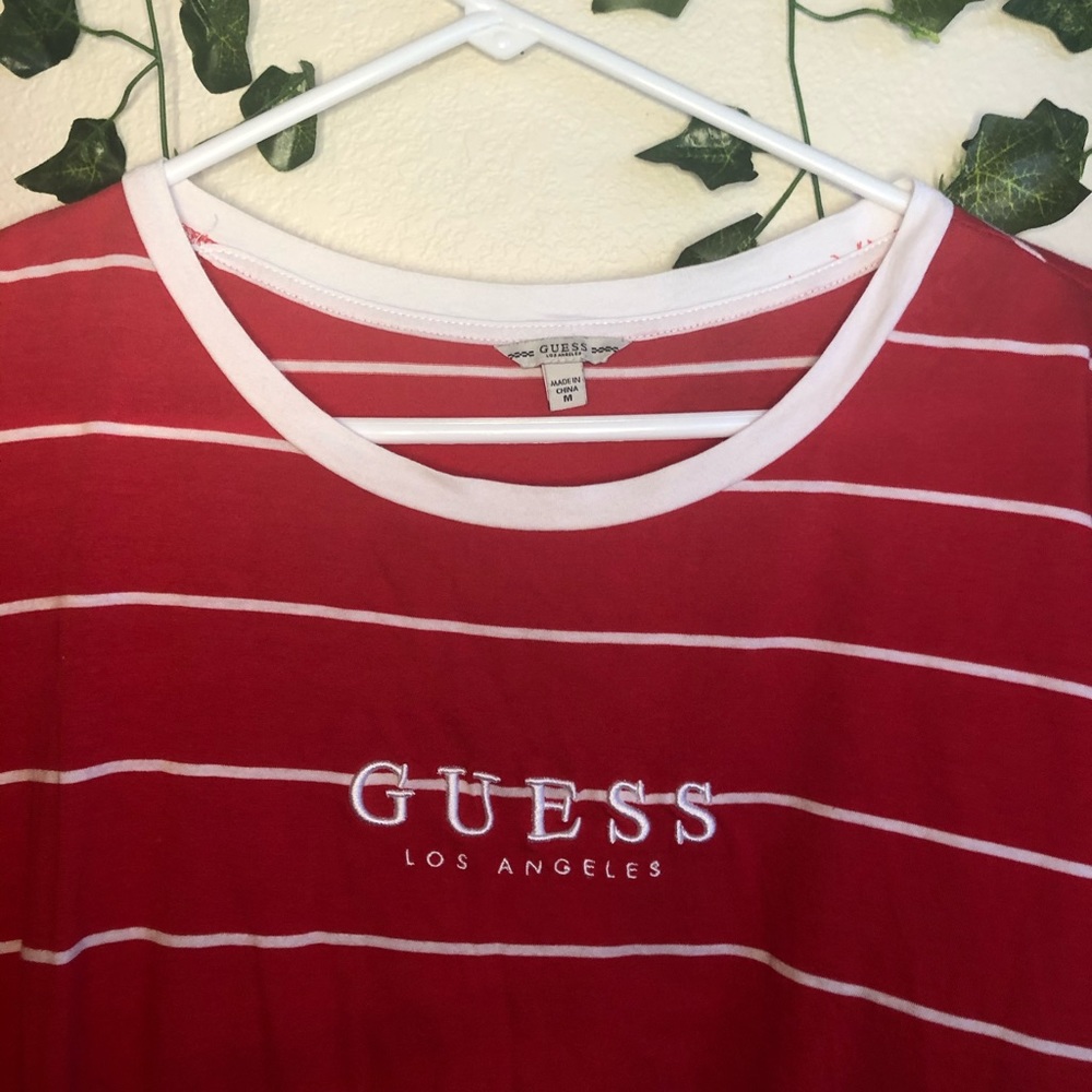 Guess Los Angeles Red & White Striped Tee